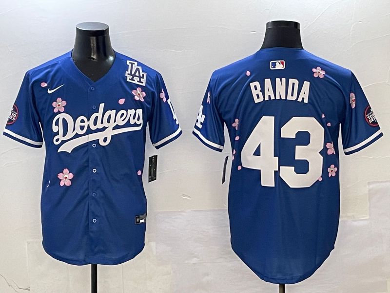 Men Los Angeles Dodgers #43 Banda Blue Sakura Edition 2025 Nike MLB Jersey style 8->los angeles dodgers->MLB Jersey
